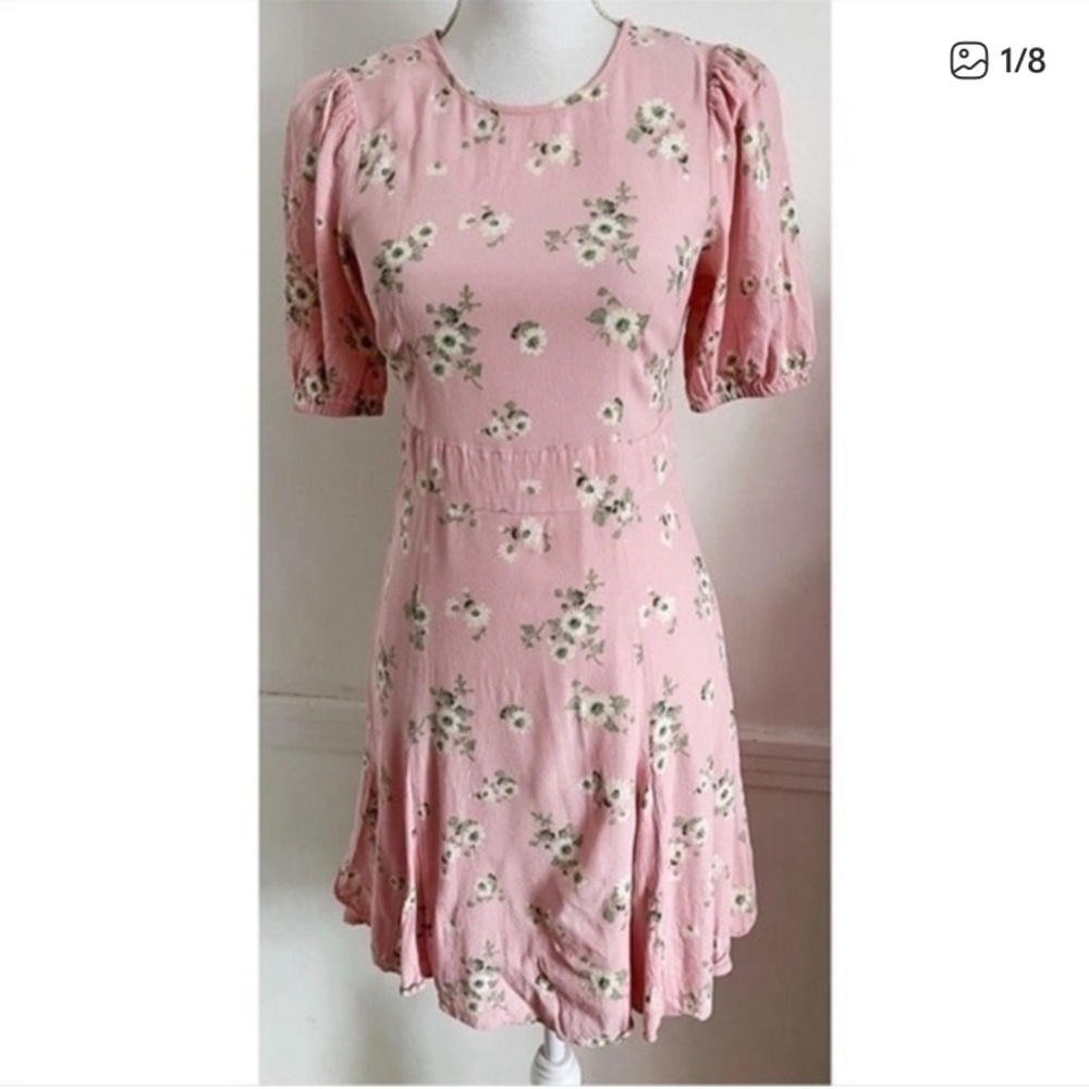 & Other Stories • Pink Floral Puffed Sleeve Mini Dress